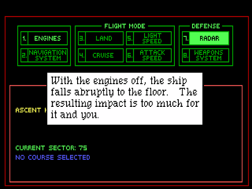 Turn off the shuttle engines after takeoff.