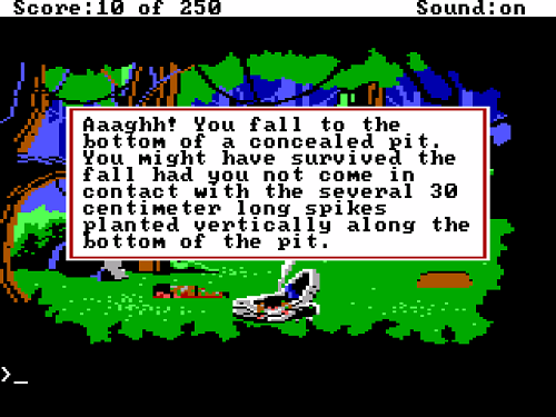 Fall into a concealed pit in the first screen on Labion.