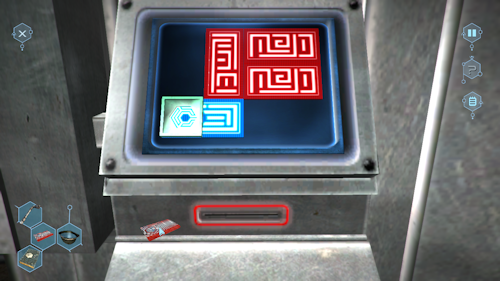 Using the swipe card after solving the slider puzzle.